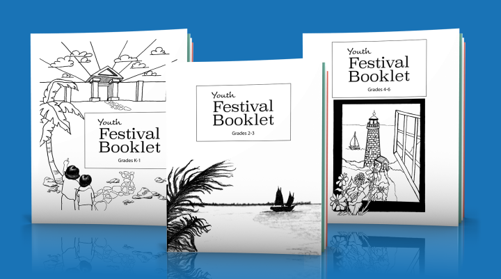 A set of three youth festival activity booklets